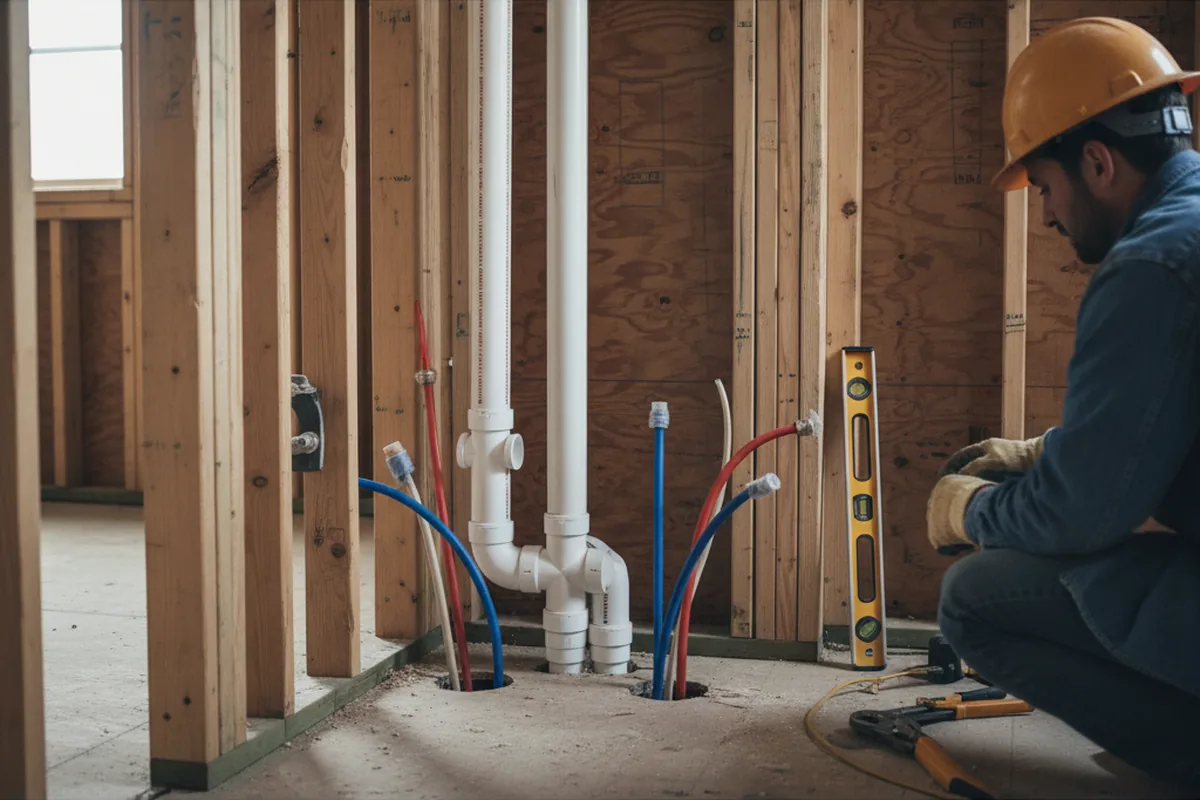 Drain and supply rough-in during Garbage Disposal Repair in North Highlands