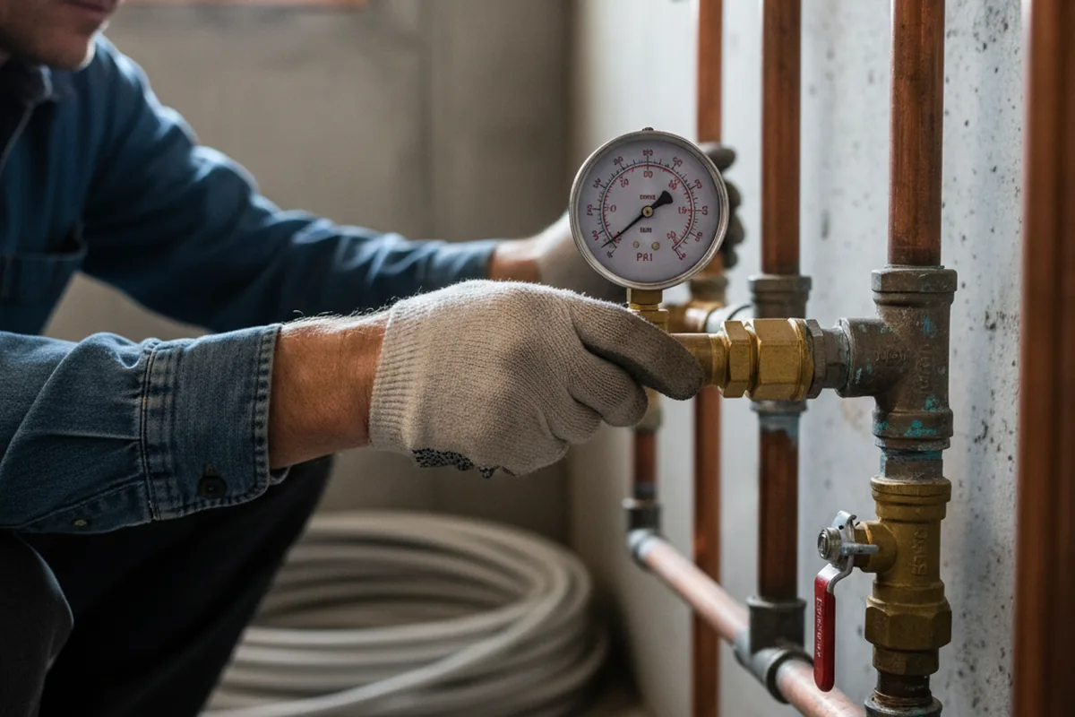 Pressure testing a repaired line during Water Line Repair in North Highlands